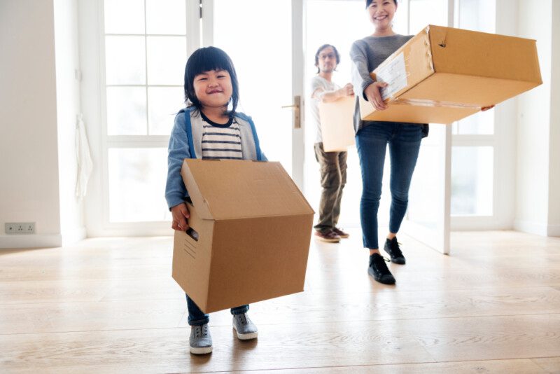 Young family in the process of eco-friendly move